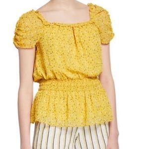 Max Studio Floral Yellow Top